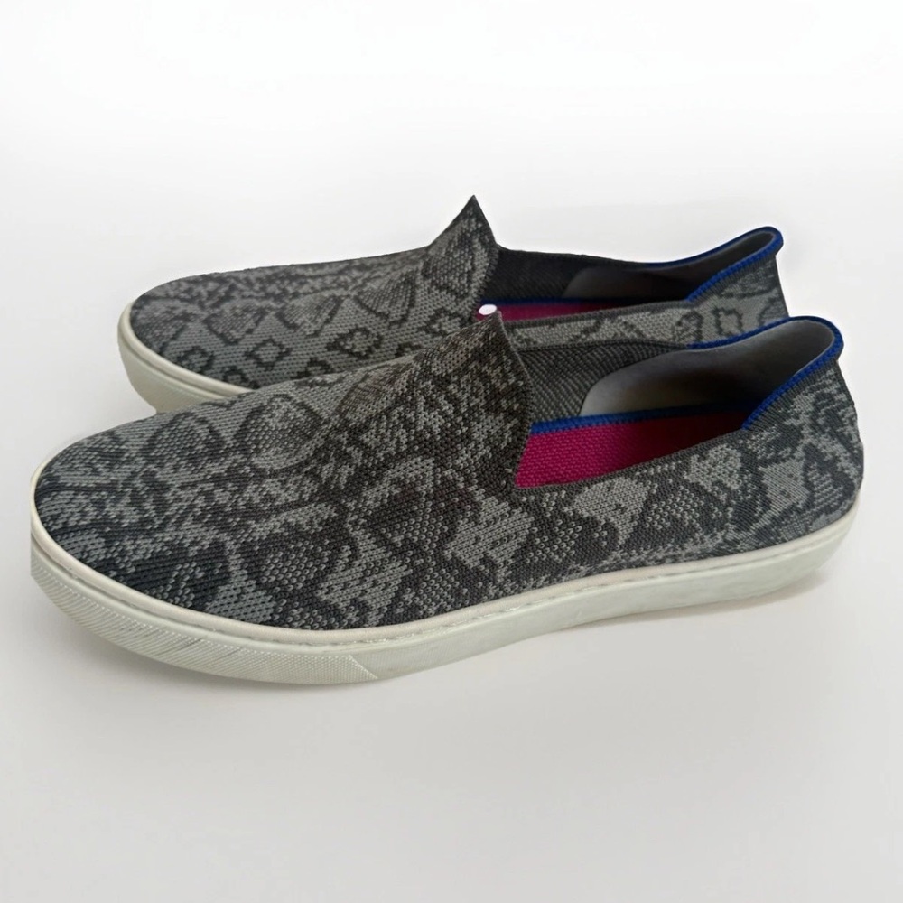 Rothy’s The Original Slip On Sneakers Shoes Grey Stone Snake Print Women’s Sz‎ 8 - Picture 2 of 9